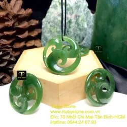 Mặt dây chuyền ngọc bích Maori Koru, kích thước 38mm