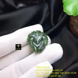 Hồ ly ngọc bích xanh đậm tạc tay - Ảnh 3