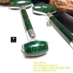 Cây lăn massage ngọc bích Canada xanh lý đậm bọc bạc - Ảnh 3