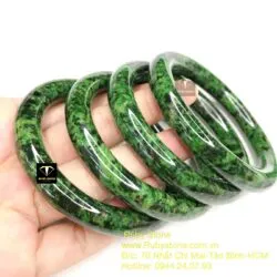 Vòng cẩm thạch Sơn thuỷ xanh lá bản tròn - Hình ảnh 4