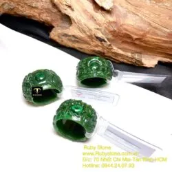 Nhẫn song Long chầu nguyệt ngọc bích Canada, bản 18mm - Ảnh 5