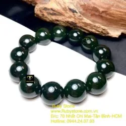 Vòng chuỗi Ngọc bích Canada xanh đậm 18 ly