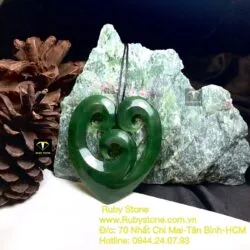 Mặt dây chuyền trái tim ngọc bích Maori kiểu Koru mix, kích thước 71mm - Ảnh 6