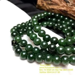 Chuỗi ngọc bích 108 hạt xanh đậm 8 ly - Hình ảnh 3