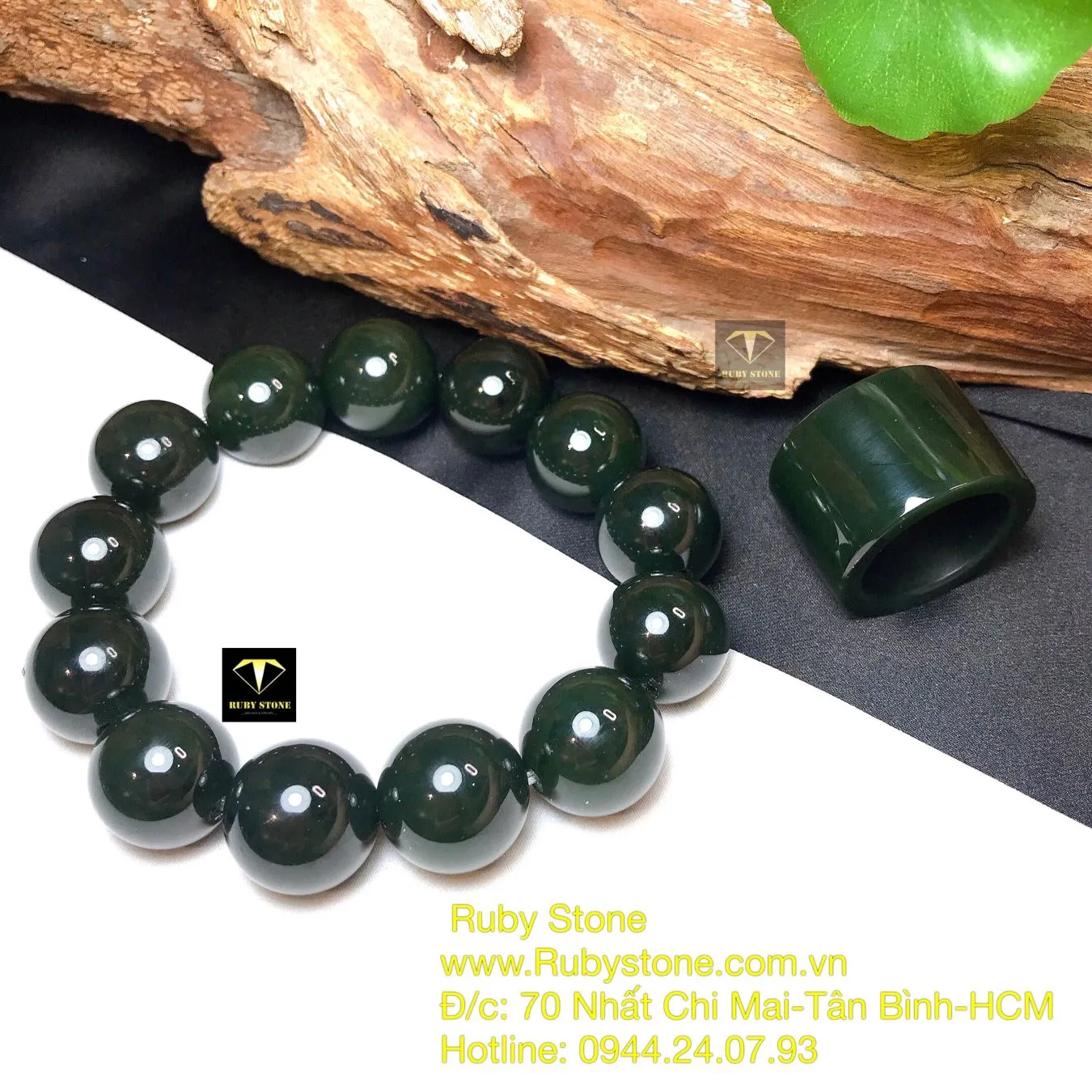 Vòng chuỗi và nhẫn càn long Ngọc bích xanh đậm Vòng chuỗi và nhẫn càn long Ngọc bích xanh đậm - Ảnh 4