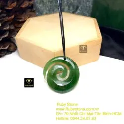 Mặt dây chuyền ngọc bích Maori koru (Xoắn dương sỉ), kích thước 35mm - Ảnh 3