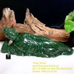 Tượng Phật Adida ngọc bích Canada, KT 21,6x7,8x6cm. Nặng 1,2kg - Hình ảnh 2