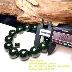 Vòng chuỗi Ngọc bích Canada xanh đậm 18 ly - Hình ảnh 2