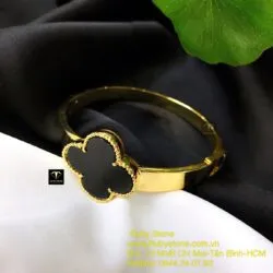 Lắc tay cỏ bốn cánh ngọc Mực Dục, vàng 18k - Hình ảnh 6