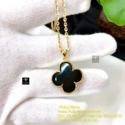 Mặt cỏ bốn cánh Phỉ Thúy Mực Dục, vàng 18k