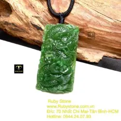 Mặt dây chuyền ngọc bích Canada chạm Rồng, kích thước 48mm - Hình ảnh 11