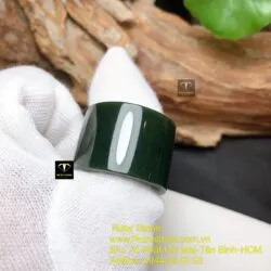 Nhẫn càn long ngọc bích Canada xanh đậm, bản 20mm