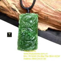 Mặt dây chuyền ngọc bích Canada chạm Rồng, kích thước 48mm - Hình ảnh 10