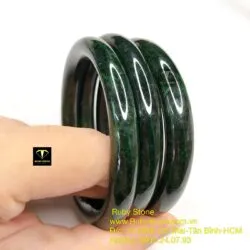 Vòng cẩm thạch sơn thuỷ xanh đen, bản tròn - Ảnh 7