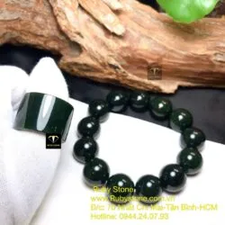 Vòng chuỗi và nhẫn càn long Ngọc bích xanh đậm Vòng chuỗi và nhẫn càn long Ngọc bích xanh đậm