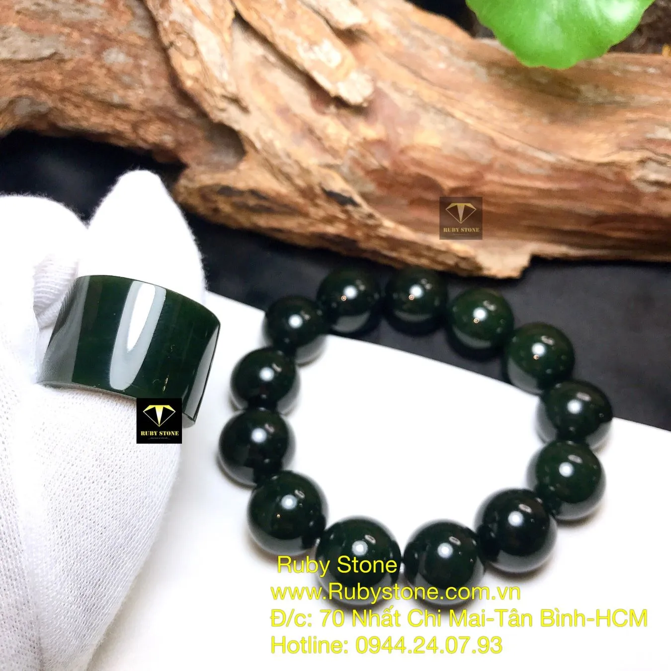 Vòng chuỗi và nhẫn càn long Ngọc bích xanh đậm Vòng chuỗi và nhẫn càn long Ngọc bích xanh đậm - Ảnh 2