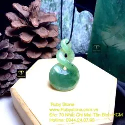 Mặt dây chuyền ngọc bích Maori kiểu double twist, kích thuớc 50mm - Ảnh 4