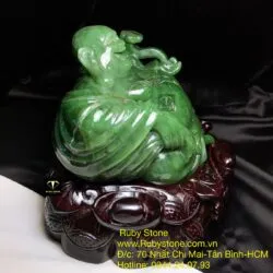 Tượng Phật Di lặc ngọc bích, KT 21x18x16cm, nặng 3,1kg - Hình ảnh 4