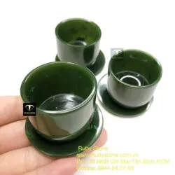 Ly chén trà ngọc bích Canada, kích thước 37x32x3mm (gồm đĩa Ngọc) - Hình ảnh 8