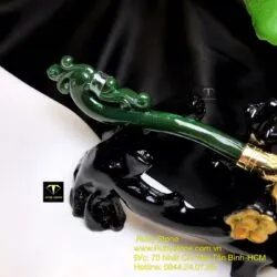 Trâm cài tóc phượng hoàng Ngọc bích, vàng 18k - Ảnh 7