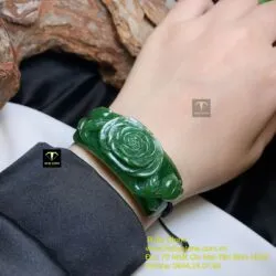 Hoa hồng ngọc bích bản mảnh tết dây đeo tay - Ảnh 2