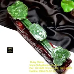 Gậy như ý Ngọc bích Canada xanh lá, KT 24x11x5cm