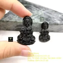 Phật Quan âm bồ tát ngọc Cẩm thạch đen huyền