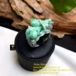Nhẫn rồng ôm châu ngọc Cẩm thạch xanh lý - Ảnh 2