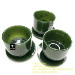 Ly chén trà ngọc bích Canada, kích thước 37x32x3mm (gồm đĩa Ngọc) - Hình ảnh 6