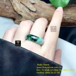 Nhẫn ngọc cẩm thạch sơn thuỷ bản 8 ly - Ảnh 11