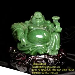Tượng Phật Di lặc ngọc bích, KT 21x18x16cm, nặng 3,1kg - Hình ảnh 6