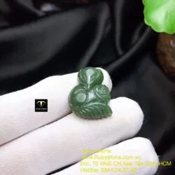 Hồ ly ngọc bích xanh đậm tạc tay - Ảnh 4