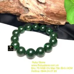 Vòng chuỗi Ngọc bích Canada xanh lý đậm 15 ly - Hình ảnh 4