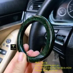 Vòng ngọc cẩm thạch sơn thuỷ xanh đen, bản vuông - Ảnh 5