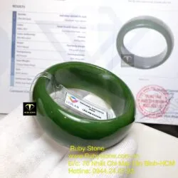 Vòng bản liền Ngọc bích xanh lá, bản 24mm - Ảnh 4