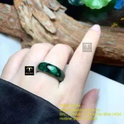 Nhẫn ngọc cẩm thạch xanh đen, bản 8 ly
