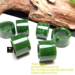 Nhẫn càn long Ngọc bích xanh lý, bản 20mm - Ảnh 3
