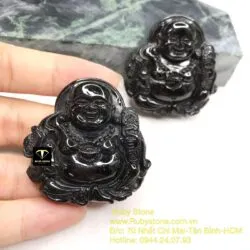 Phật Di Lặc ngọc Cẩm thạch đen huyền - Ảnh 4