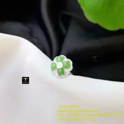 Nhẫn cỏ bốn cánh Ngọc bích, vàng trắng 18k (Italy 750) - Hình ảnh 4