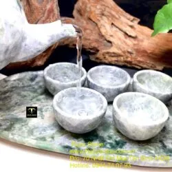 Bộ ấm trà ngọc Cẩm thạch Myanmar - Ảnh 3