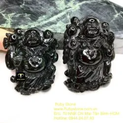 Phật Di Lặc ngọc Cẩm thạch đen huyền - Ảnh 4