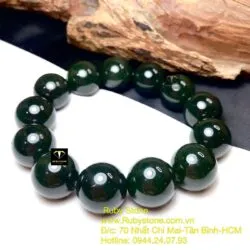Vòng chuỗi Ngọc bích Canada xanh đậm 18 ly - Hình ảnh 3