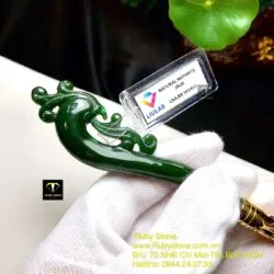 Trâm cài tóc phượng hoàng Ngọc bích, vàng 18k - Ảnh 2