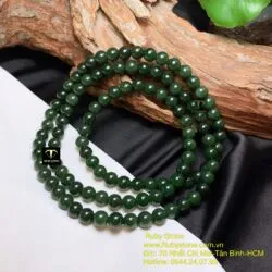 Chuỗi ngọc bích 108 hạt xanh đậm 8 ly - Hình ảnh 4