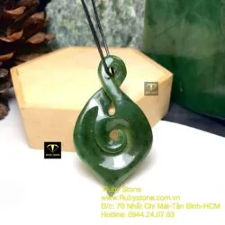 Mặt dây chuyền ngọc bích Koru Maori, kích thước 70mm