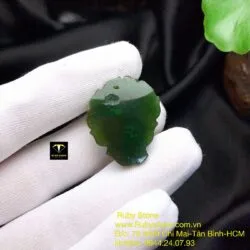 Hồ ly ngọc bích xanh đậm tạc tay - Ảnh 2
