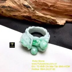 Nhẫn rồng ôm châu ngọc Cẩm thạch xanh lý - Ảnh 5