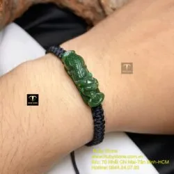 Vòng tết tay tỳ hưu ngọc bích chạm tinh xảo - Ảnh 5