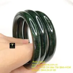 Vòng cẩm thạch sơn thuỷ xanh đen, bản tròn - Ảnh 6