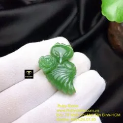 Hồ ly ngọc bích xanh lá tạc tay - Ảnh 4